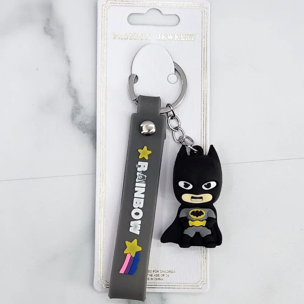 NEW Marvel Avengers Batman Superhero Figure Keychain & Strap Bag Charm PVC